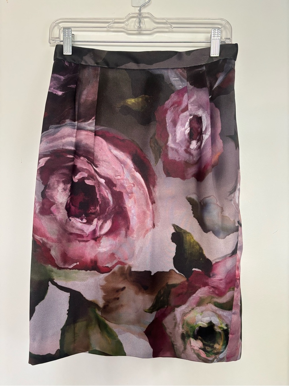 Escada Floral Watercolor Pencil Skirt in Pink and Green